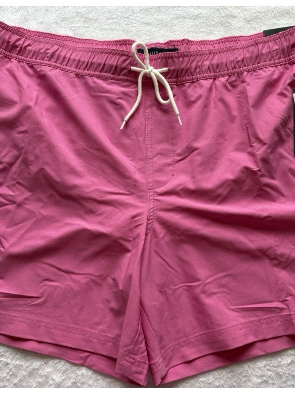 Trinity Rose Pink Men’s Swim Trunks with White Drawstring